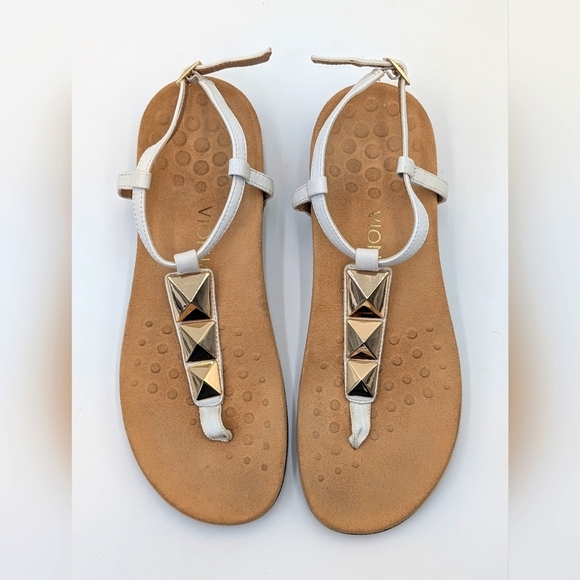 Vionic Nala Gold Embellished Flat T-Strap Sandal Orthaheel Technology Size 10 - Picture 8 of 17